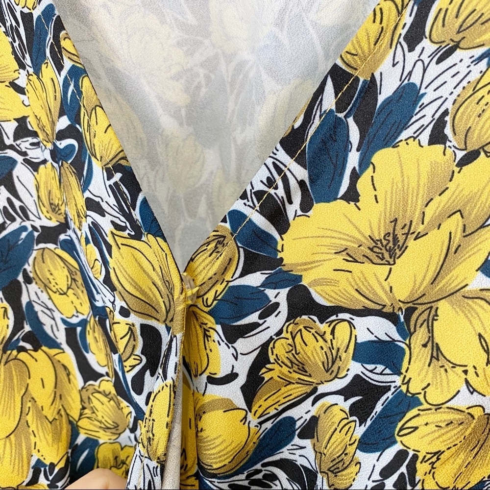 Blue and Yellow Floral Ruffle Mini Dress - Picture 6 of 8